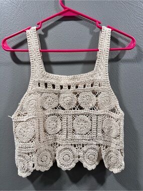 Rebellion Crochet Crop Camisole - Cream